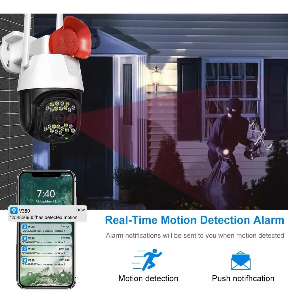Cámara Ip Exterior 4g Con Alarma 2 en 1